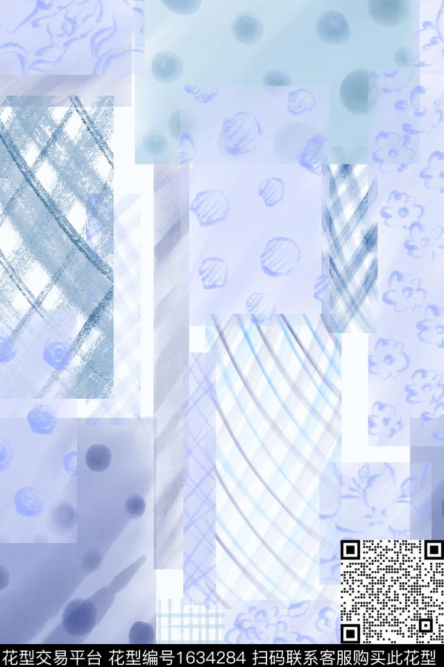小清新波点几何数码印花花型下载（图片编号: 1634284） - 瓦栏（Walan）