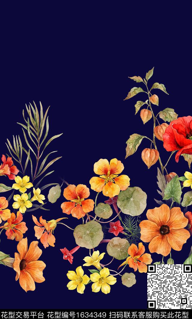 植物定位花花卉数码印花花型下载（图片编号: 1634349） - 瓦栏（Walan）