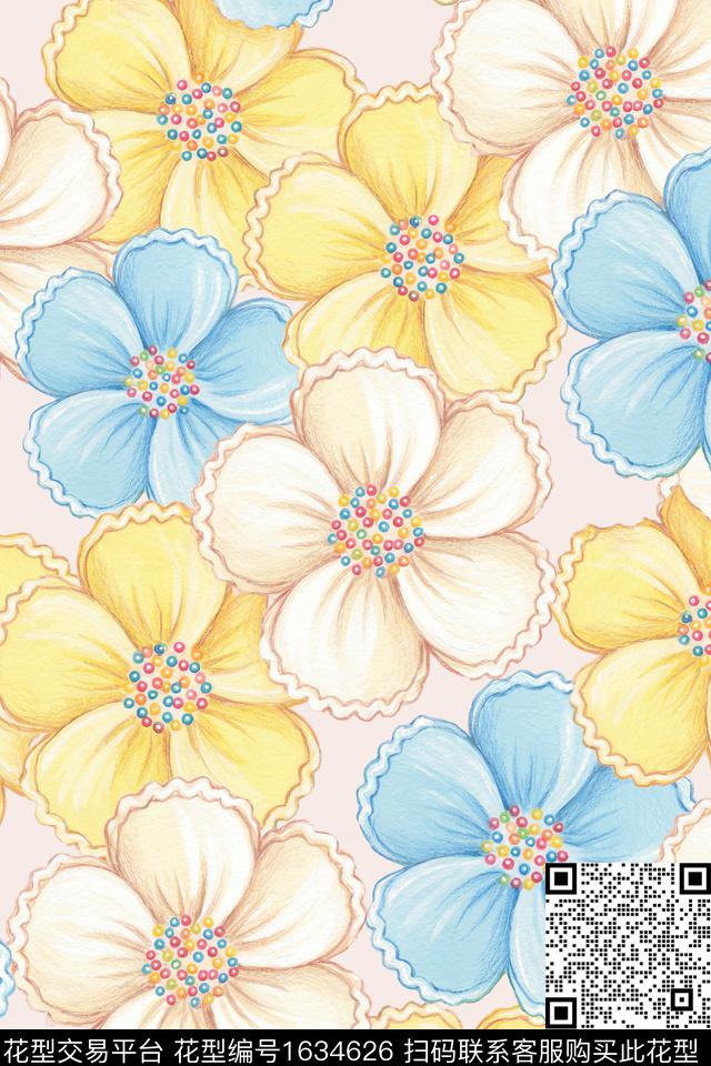 花卉水彩花卉春夏花型数码印花花型下载（图片编号: 1634626） - 瓦栏（Walan）