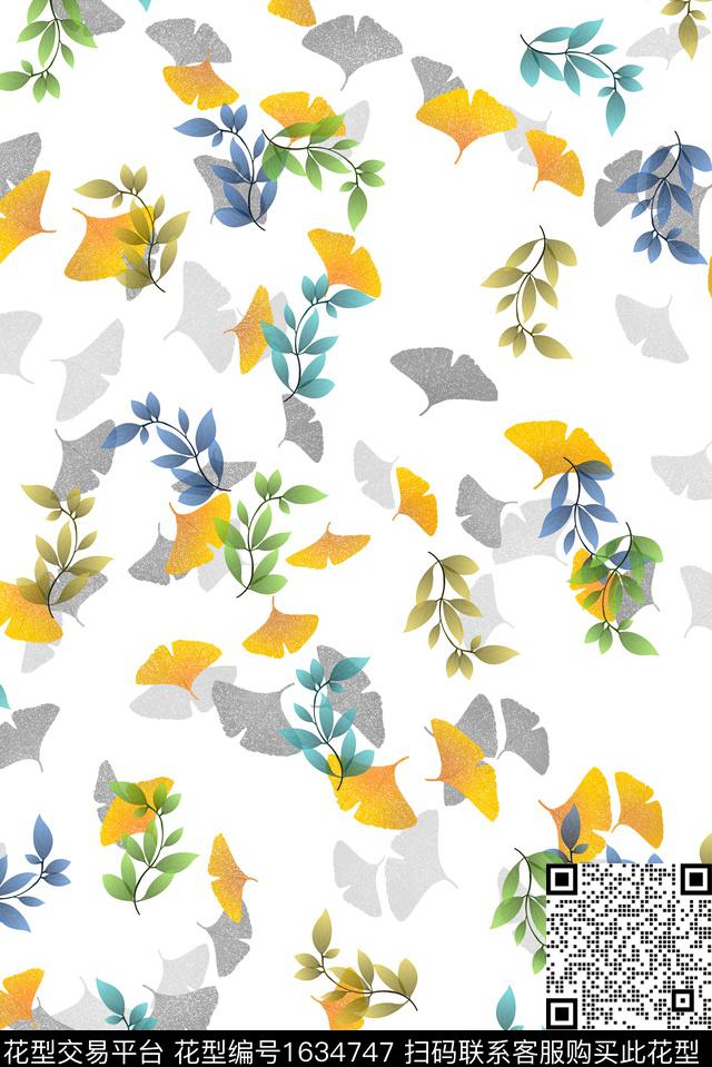 叶子小清新小碎花数码印花花型下载（图片编号: 1634747） - 瓦栏（Walan）