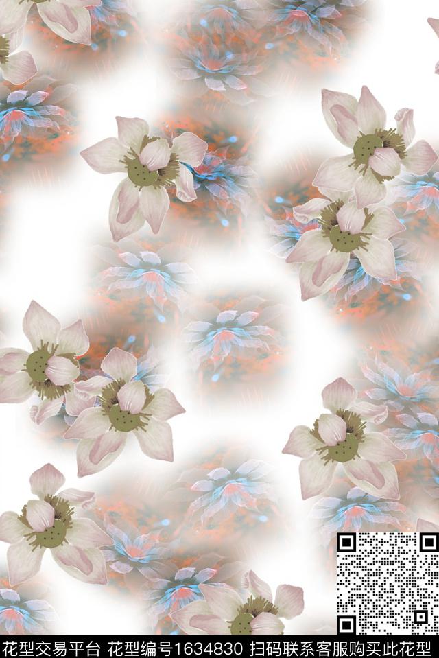 花卉玉兰花数码印花花型下载（图片编号: 1634830） - 瓦栏（Walan）
