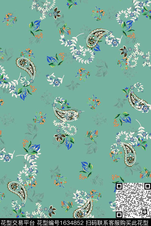民族风小碎花火腿花数码印花花型下载（图片编号: 1634852） - 瓦栏（Walan）
