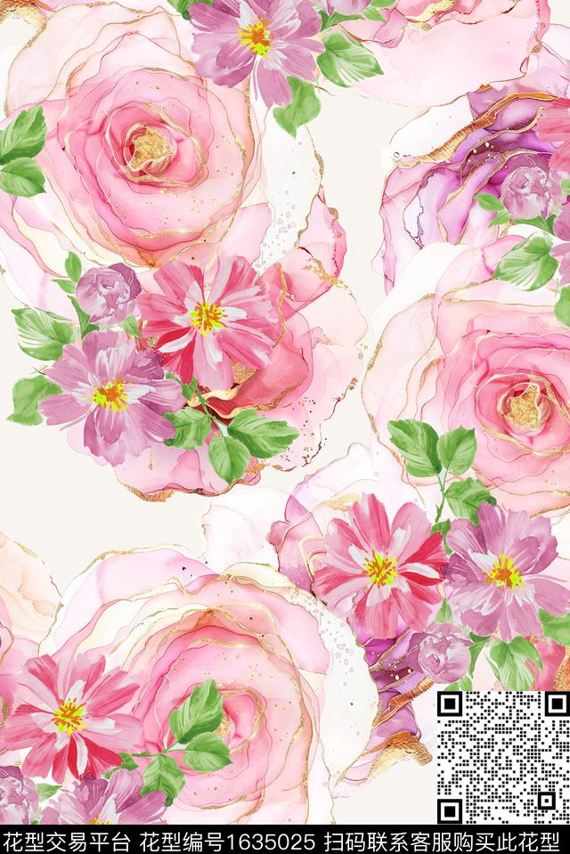 抽象花卉小碎花水彩花卉数码印花花型下载（图片编号: 1635025） - 瓦栏（Walan）