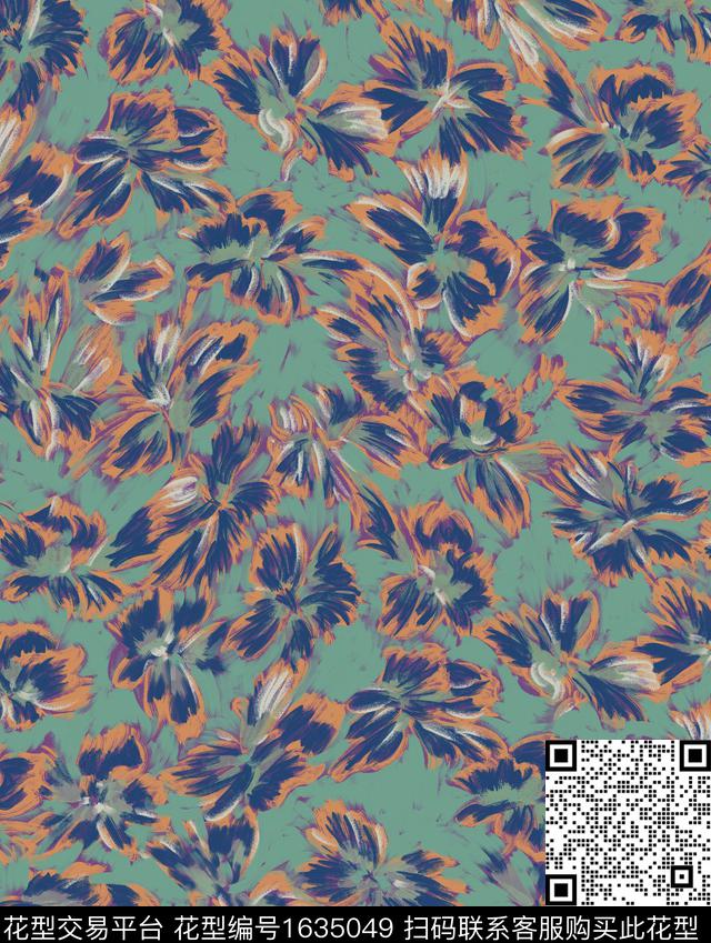 运动抽象花卉小碎花数码印花花型下载（图片编号: 1635049） - 瓦栏（Walan）