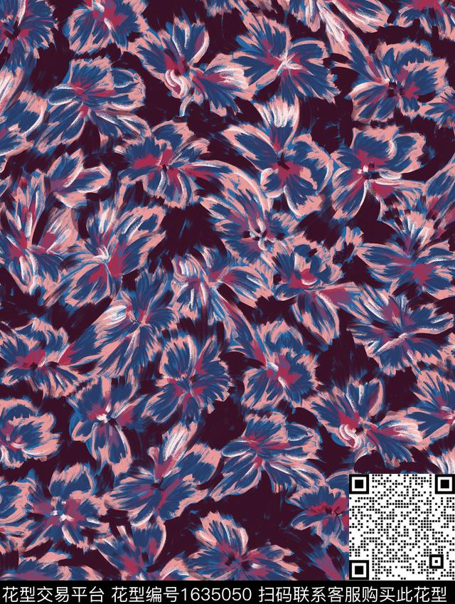 运动抽象花卉小碎花数码印花花型下载（图片编号: 1635050） - 瓦栏（Walan）
