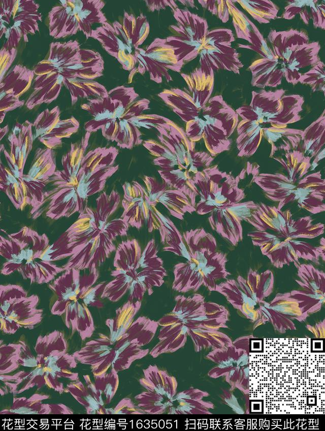 运动抽象花卉小碎花数码印花花型下载（图片编号: 1635051） - 瓦栏（Walan）