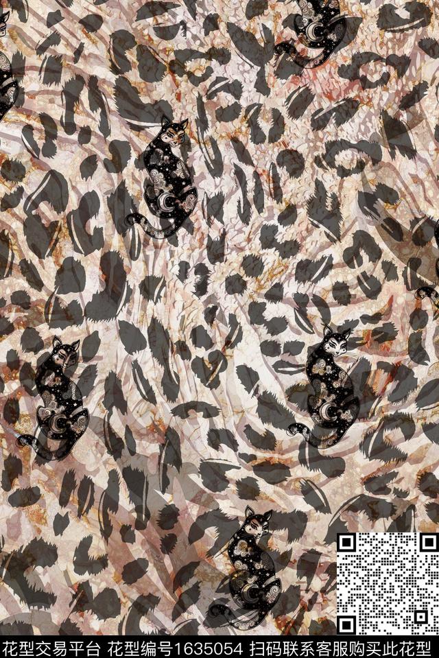 豹纹抽象数码印花花型下载（图片编号: 1635054） - 瓦栏（Walan）