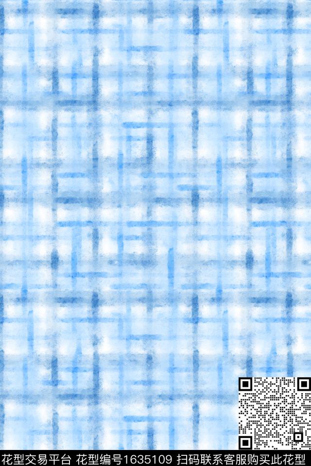 小清新笔触抽象数码印花花型下载（图片编号: 1635109） - 瓦栏（Walan）
