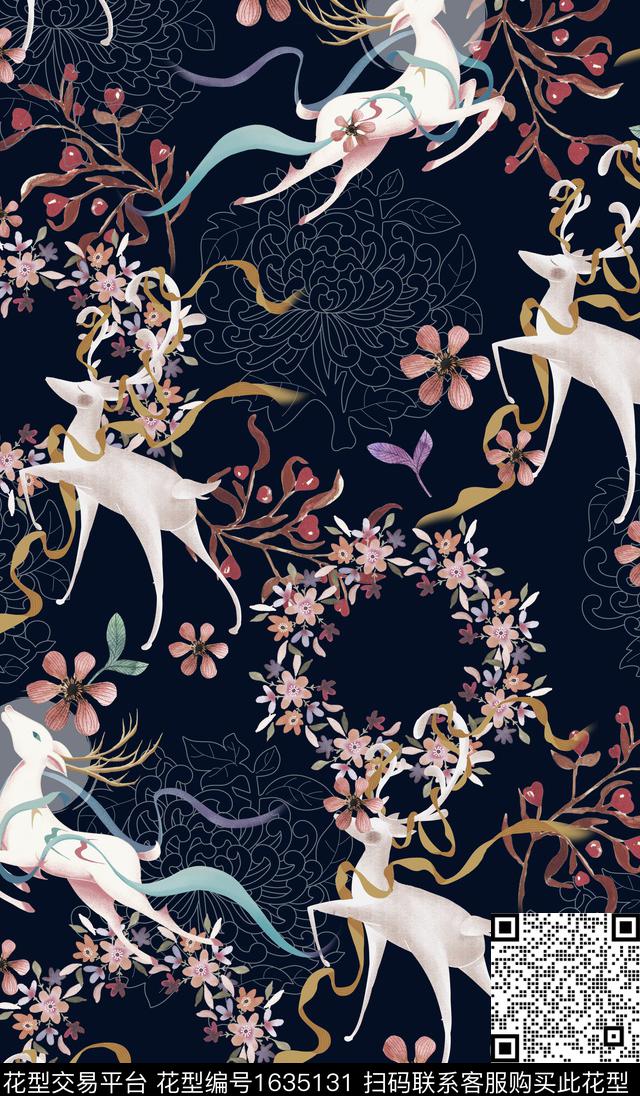 古典花纹花卉中国风数码印花花型下载（图片编号: 1635131） - 瓦栏（Walan）