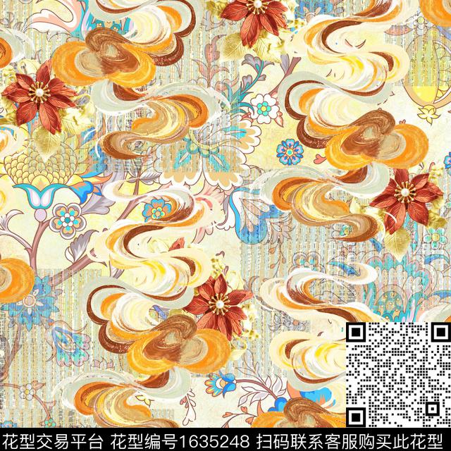 古典花纹民族风祥云数码印花花型下载（图片编号: 1635248） - 瓦栏（Walan）