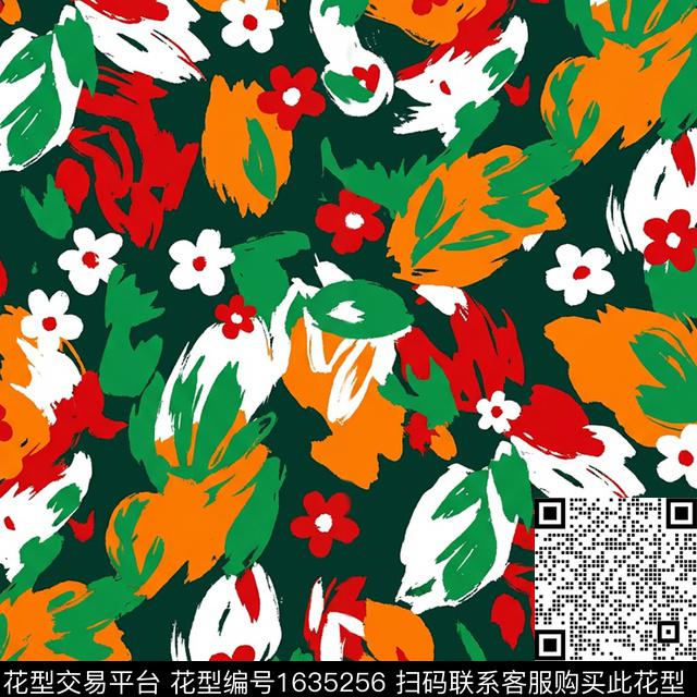 花卉抽象花卉数码印花花型下载（图片编号: 1635256） - 瓦栏（Walan）