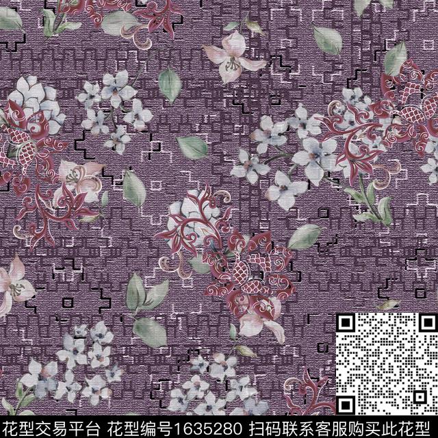 古典花纹彩色几何小碎花数码印花花型下载（图片编号: 1635280） - 瓦栏（Walan）