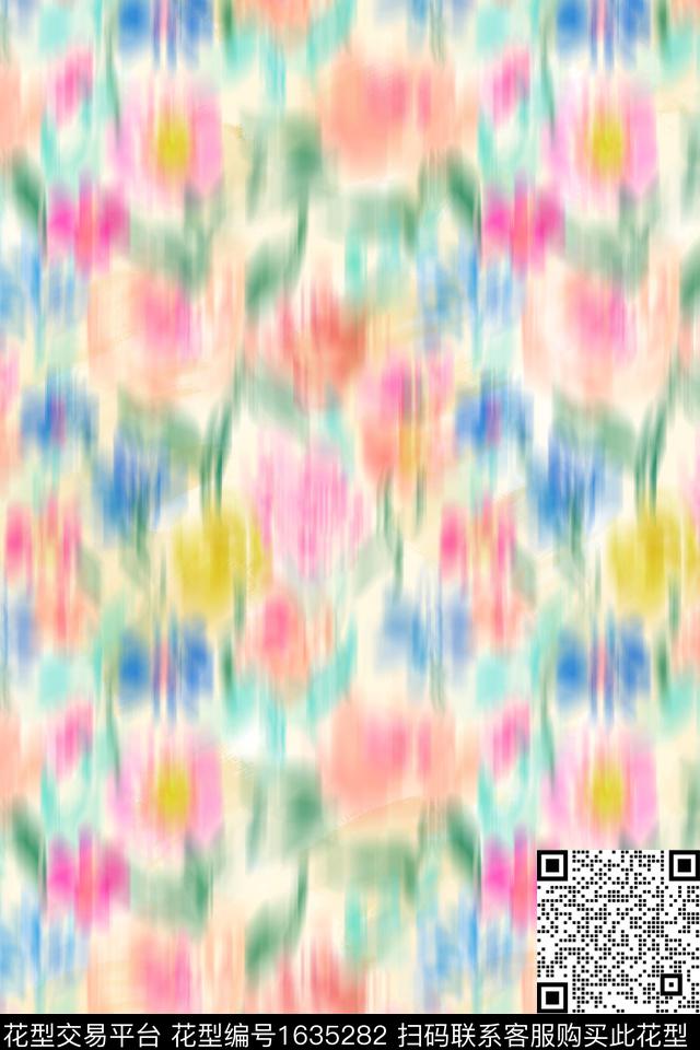 清爽底花卉花卉肌理数码印花花型下载（图片编号: 1635282） - 瓦栏（Walan）