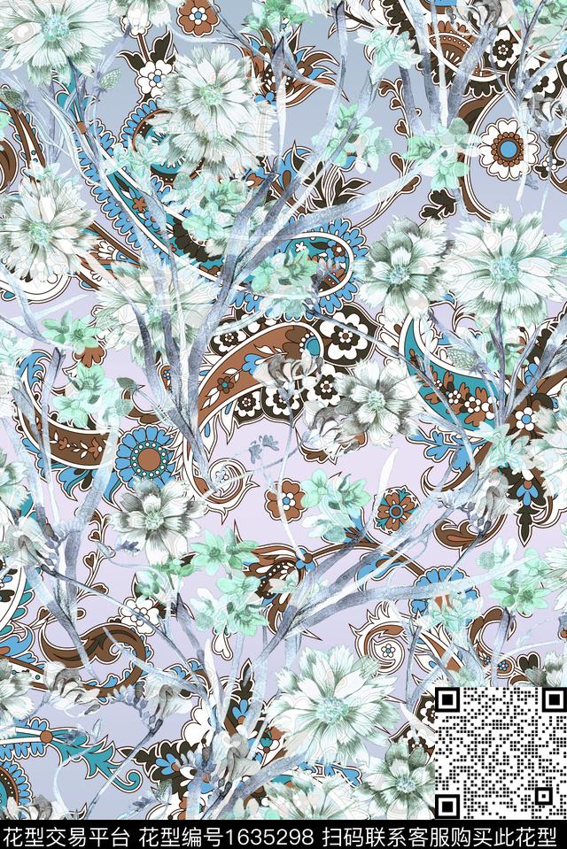 古典花纹民族风渐变数码印花花型下载（图片编号: 1635298） - 瓦栏（Walan）