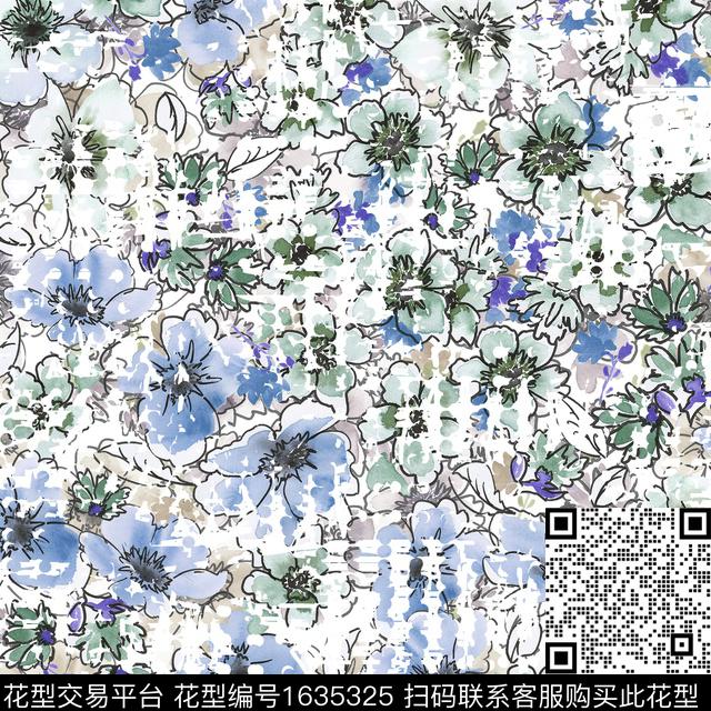 小清新花瓣肌理数码印花花型下载（图片编号: 1635325） - 瓦栏（Walan）
