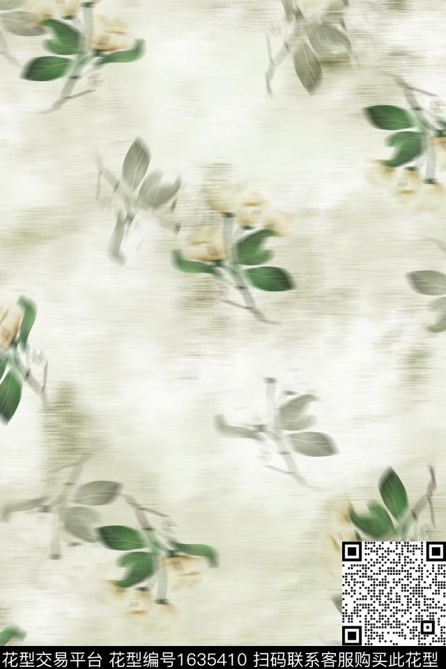 晕染肌理花卉模糊花卉数码印花花型下载（图片编号: 1635410） - 瓦栏（Walan）