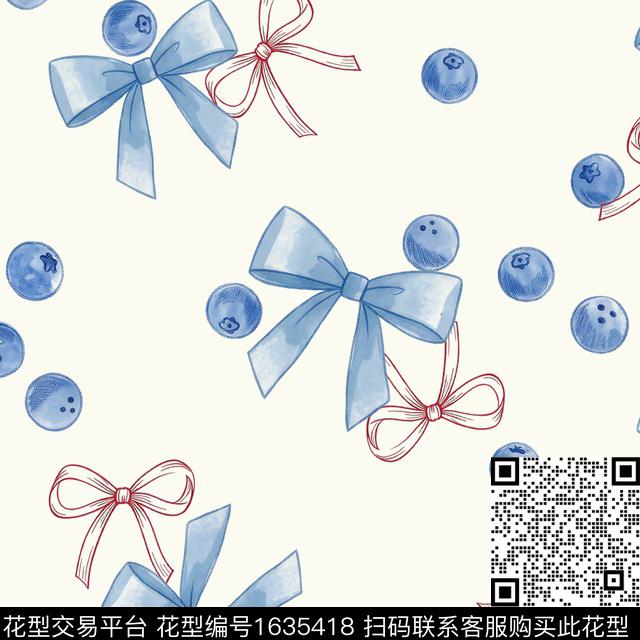 趣味蝴蝶结手绘数码印花花型下载（图片编号: 1635418） - 瓦栏（Walan）