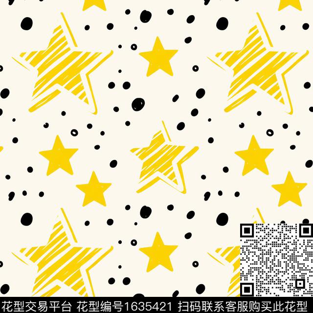 趣味星星几何数码印花花型下载（图片编号: 1635421） - 瓦栏（Walan）