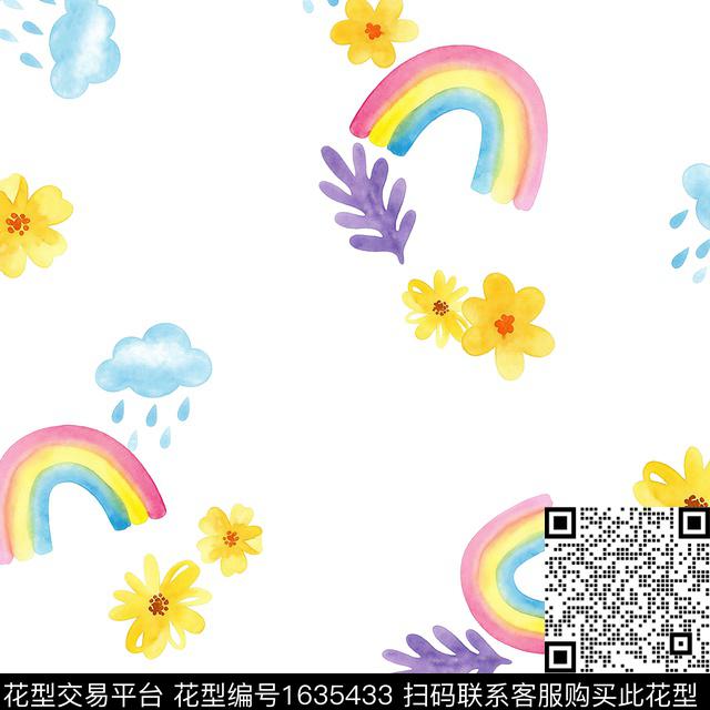 彩虹手绘卡通数码印花花型下载（图片编号: 1635433） - 瓦栏（Walan）