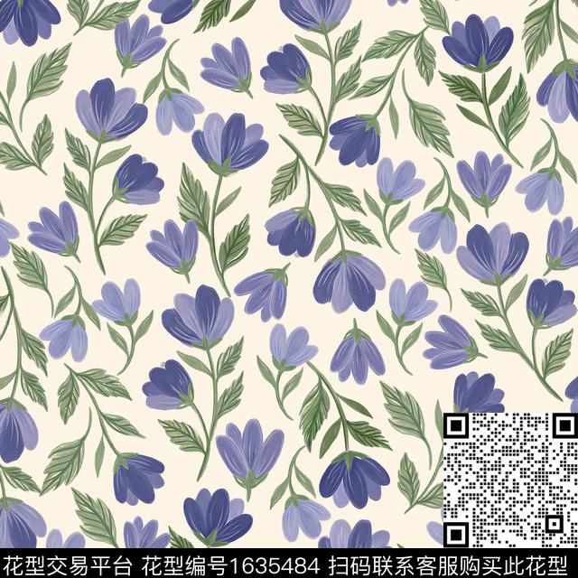 花卉小碎花手绘花卉数码印花花型下载（图片编号: 1635484） - 瓦栏（Walan）