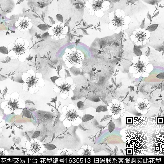 小清新晕染肌理小碎花数码印花花型下载（图片编号: 1635513） - 瓦栏（Walan）