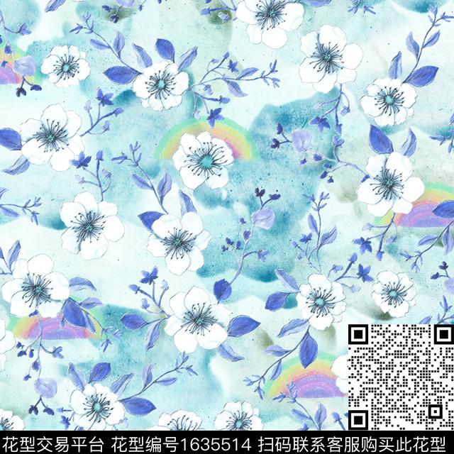 小清新晕染肌理小碎花数码印花花型下载（图片编号: 1635514） - 瓦栏（Walan）