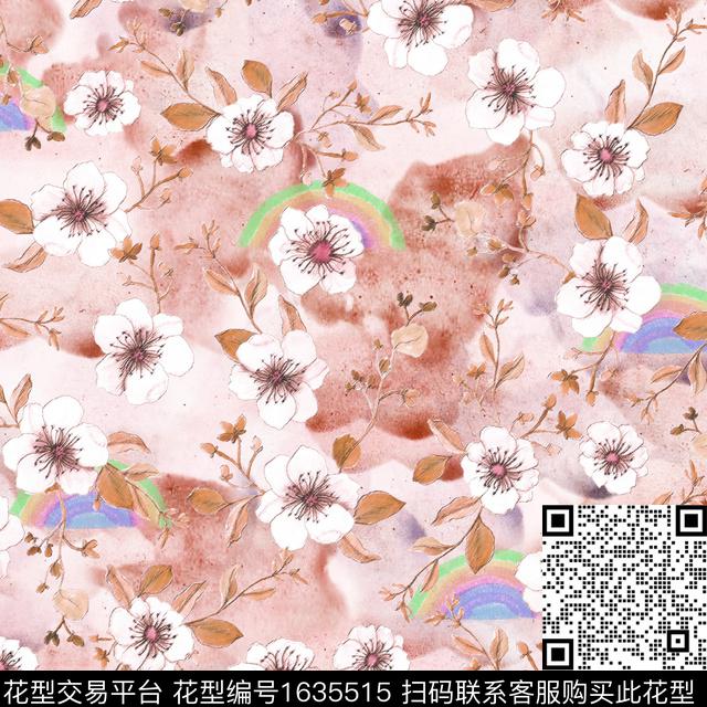 小清新晕染肌理小碎花数码印花花型下载（图片编号: 1635515） - 瓦栏（Walan）