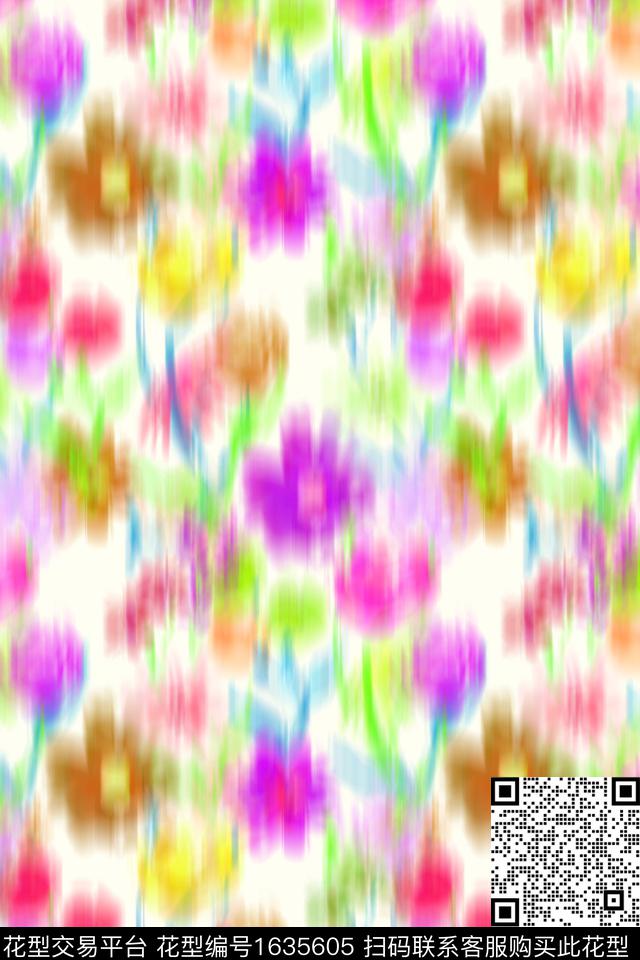 清爽底花卉花卉肌理数码印花花型下载（图片编号: 1635605） - 瓦栏（Walan）