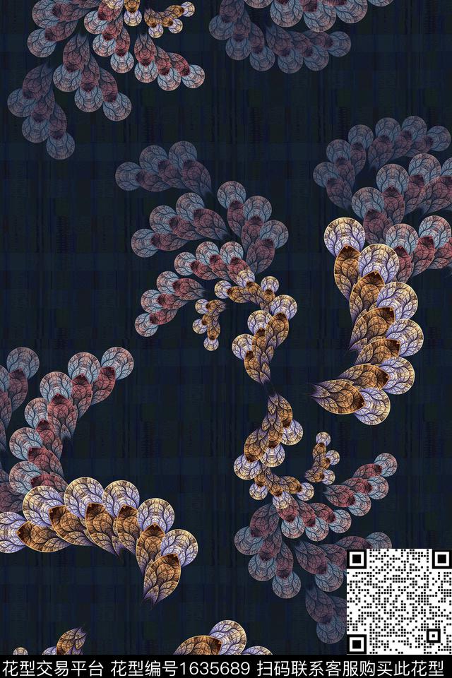 影花中老年抽象数码印花花型下载（图片编号: 1635689） - 瓦栏（Walan）