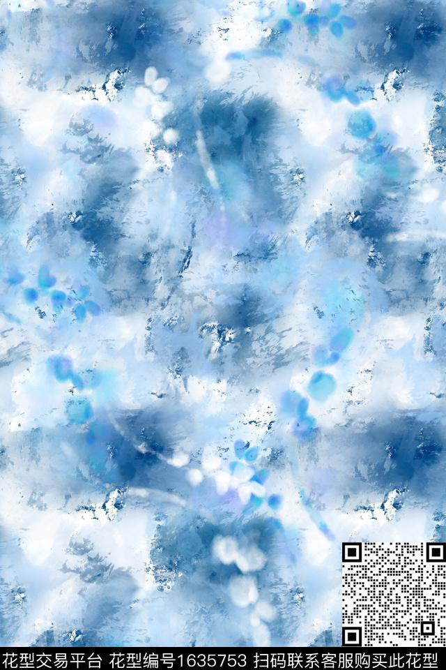 剪影花卉肌理数码印花花型下载（图片编号: 1635753） - 瓦栏（Walan）