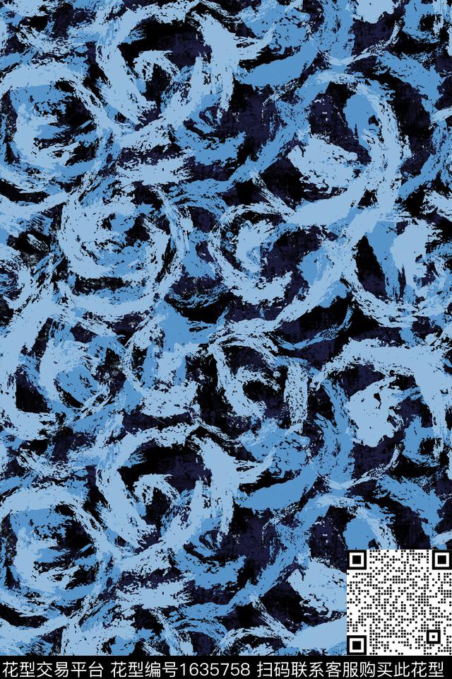 花卉黑白花型肌理数码印花花型下载（图片编号: 1635758） - 瓦栏（Walan）