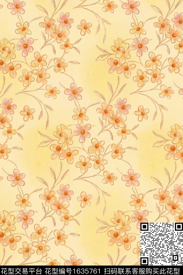 花卉手绘花卉小碎花数码印花花型下载（图片编号: 1635761） - 瓦栏（Walan）