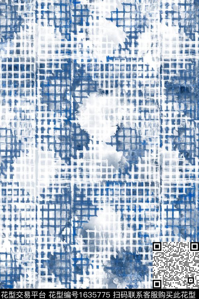 肌理笔触格子数码印花花型下载（图片编号: 1635775） - 瓦栏（Walan）