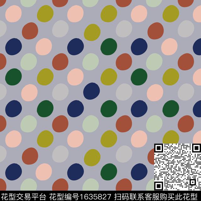 几何波点趣味传统印花花型下载（图片编号: 1635827） - 瓦栏（Walan）