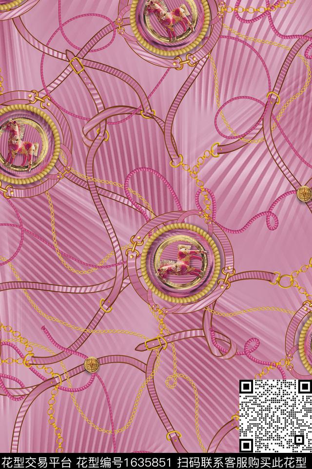 马抽象链条数码印花花型下载（图片编号: 1635851） - 瓦栏（Walan）