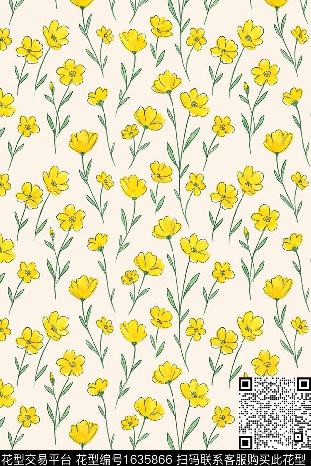 小清新花卉小碎花数码印花花型下载（图片编号: 1635866） - 瓦栏（Walan）