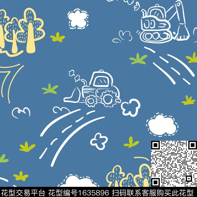可爱线条画手绘传统印花花型下载（图片编号: 1635896） - 瓦栏（Walan）