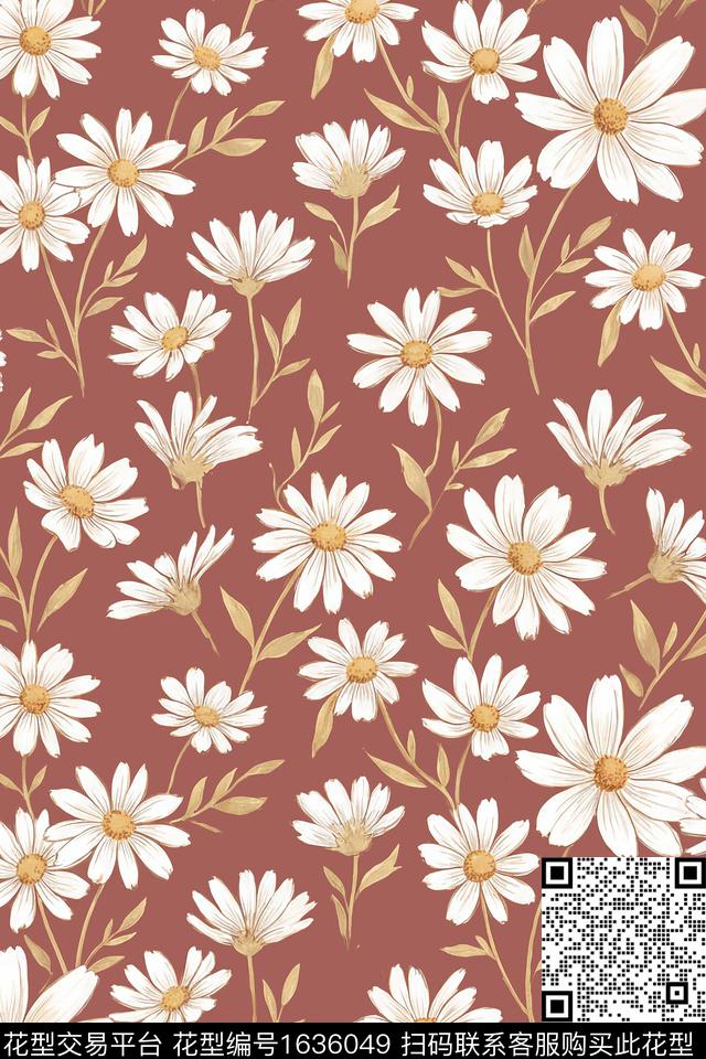 花卉小碎花菊花数码印花花型下载（图片编号: 1636049） - 瓦栏（Walan）