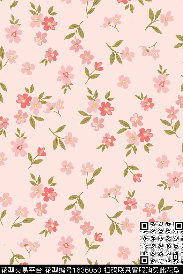 花卉小碎花手绘花卉数码印花花型下载（图片编号: 1636050） - 瓦栏（Walan）