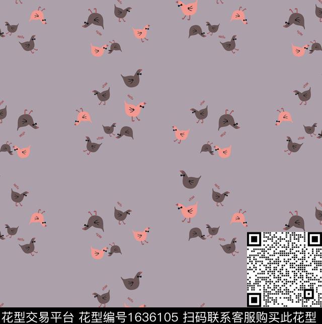 趣味小鸡文字传统印花花型下载（图片编号: 1636105） - 瓦栏（Walan）