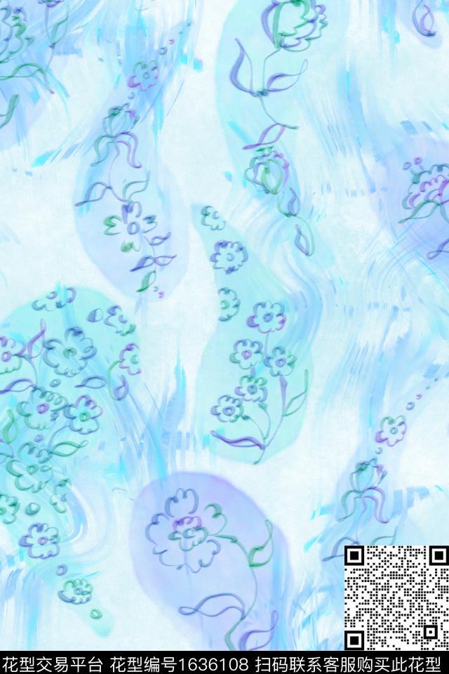 小清新清爽底花卉民族风数码印花花型下载（图片编号: 1636108） - 瓦栏（Walan）