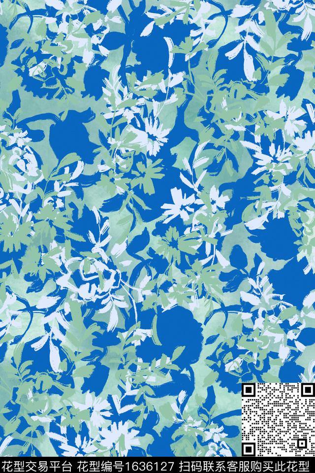 平面花卉剪影花卉数码印花花型下载（图片编号: 1636127） - 瓦栏（Walan）