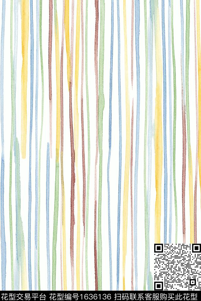 线条条纹水彩数码印花花型下载（图片编号: 1636136） - 瓦栏（Walan）