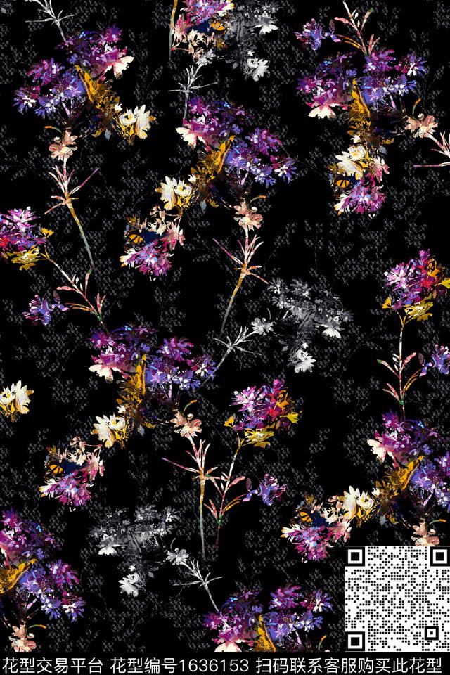 花卉抽象花卉中老年数码印花花型下载（图片编号: 1636153） - 瓦栏（Walan）
