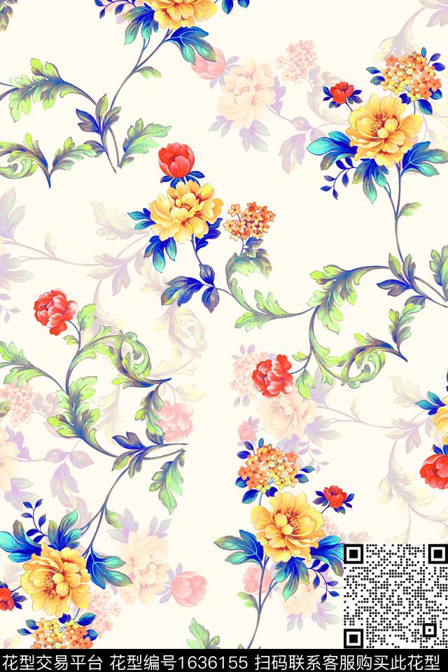 影花年轻女装花卉数码印花花型下载（图片编号: 1636155） - 瓦栏（Walan）