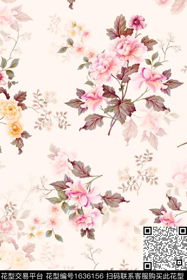 影花年轻女装花卉数码印花花型下载（图片编号: 1636156） - 瓦栏（Walan）