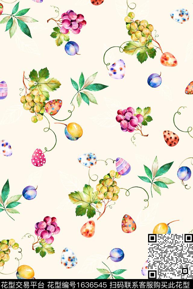 年轻女装趣味春夏花型数码印花花型下载（图片编号: 1636545） - 瓦栏（Walan）