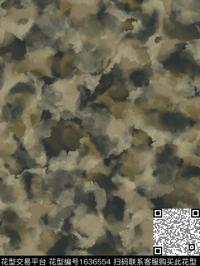 肌理水彩迷彩数码印花花型下载（图片编号: 1636554） - 瓦栏（Walan）