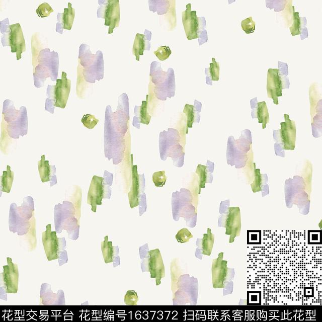 抽象笔触水彩数码印花花型下载（图片编号: 1637372） - 瓦栏（Walan）
