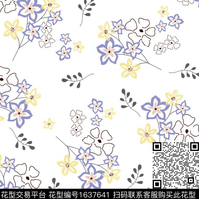 年轻女装花卉春夏花型数码印花花型下载（图片编号: 1637641） - 瓦栏（Walan）